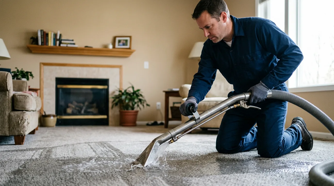 Water damage restoration technician working near Pontotoc, MS